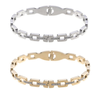 JUZICHEN Bracelet Acier Inoxydable Pour Femme, Chaîne Plaqué Or 14K, Réglable Argent Or Rose, En Zircon, Bijoux Pour Filles (A, Argent