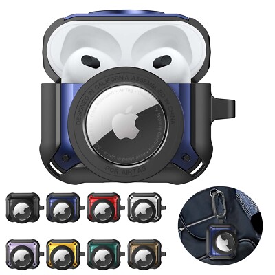 For AirPods Pro 2nd Gen/AirPods 3 2 1 Rugged Case with AirTag Holder Keychain