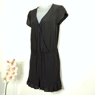 Ann Taylor LOFT Black Romper Size SP Petites Small Short Sleeve Vneck