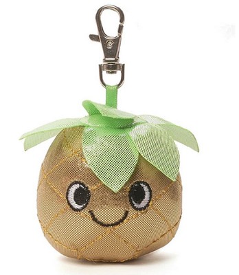 Gund Sparkle Snacks 2.25 inch Golden Pineapple Clip Keychain nwt Plush 