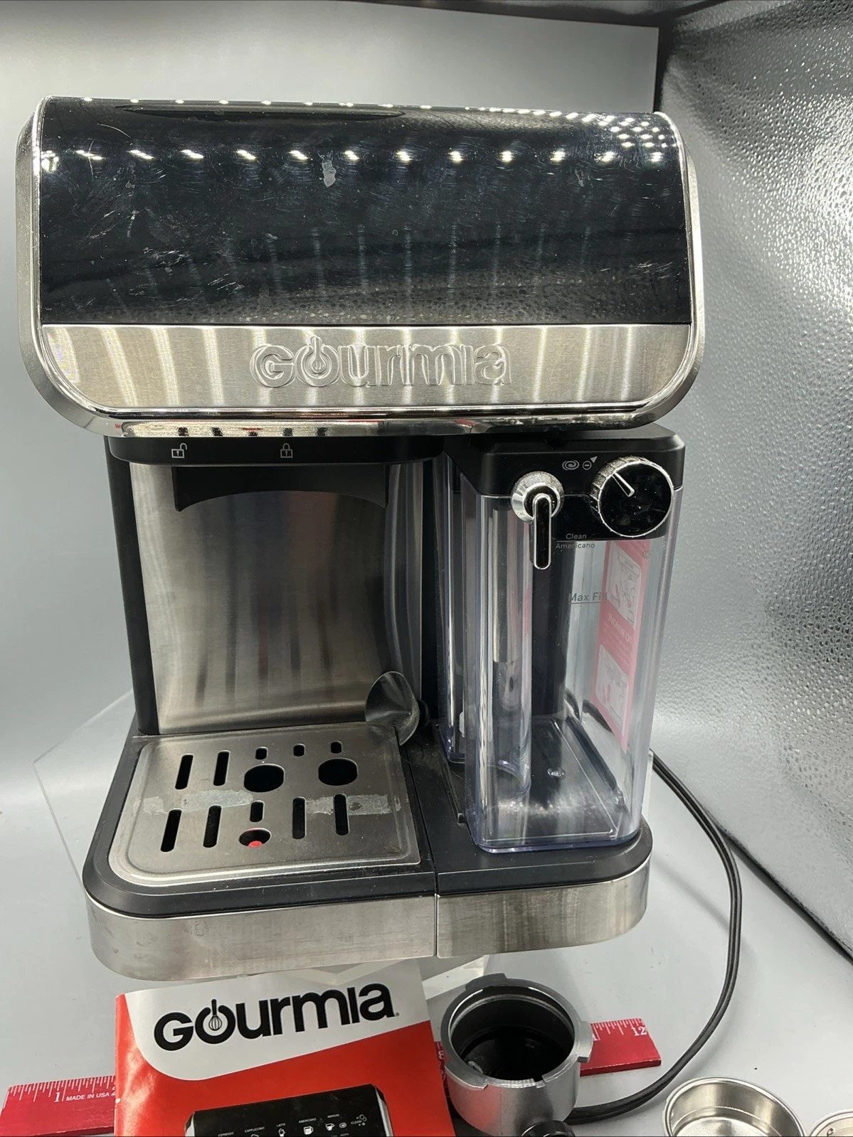 New Gourmia 8-in-1 One-Touch Espresso Maker, 15-Bar Pump, Auto Frothing, No Box