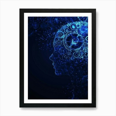 Digital Brain: Fusion of AI and Hum Gerahmtes Wandbild Poster Leinwanddruck Bild