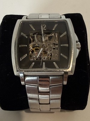 Kenneth Cole KC3771 Men's Automatic Skeleton Tank Watch 38mm Used Good No Box