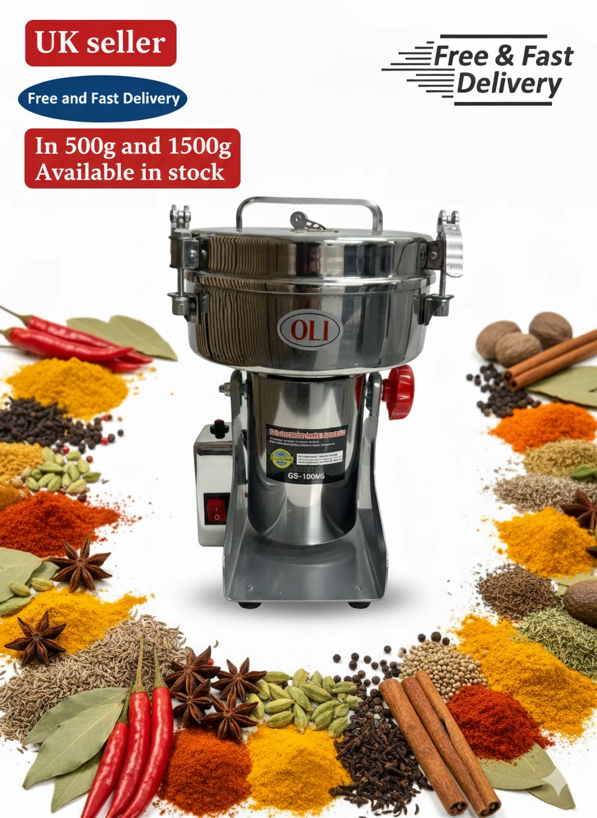 Commercial Electric Grain Spice Grinder Stainless Steel 500g–1500g 2–3kW
