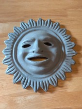 Vintage Terra Cotta Sun Face Clay Folk Art Wall Hanging Sculpture