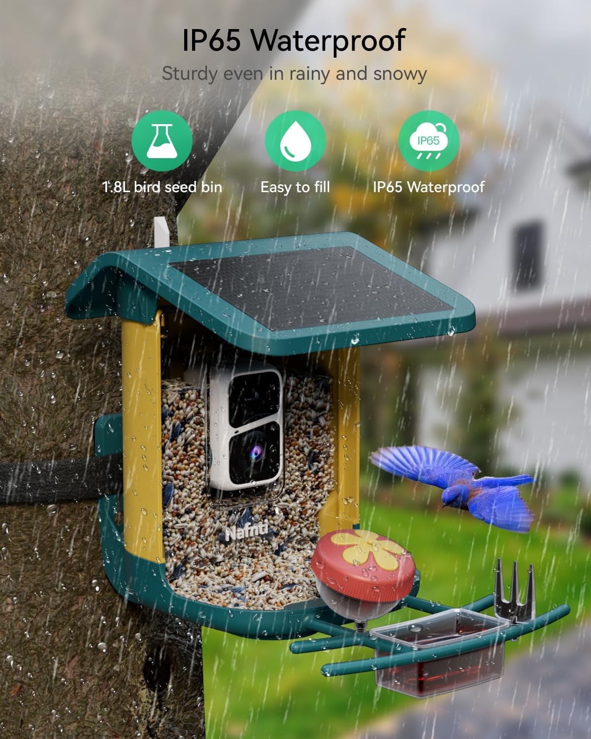 2K Smart Bird Feeder with Camera for Outdoor, Solar Powered, AI Identify 10,000+