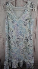 Fresh Produce Womens Med Cotton Blue Tropical Sleeveless Sundress All Over Print
