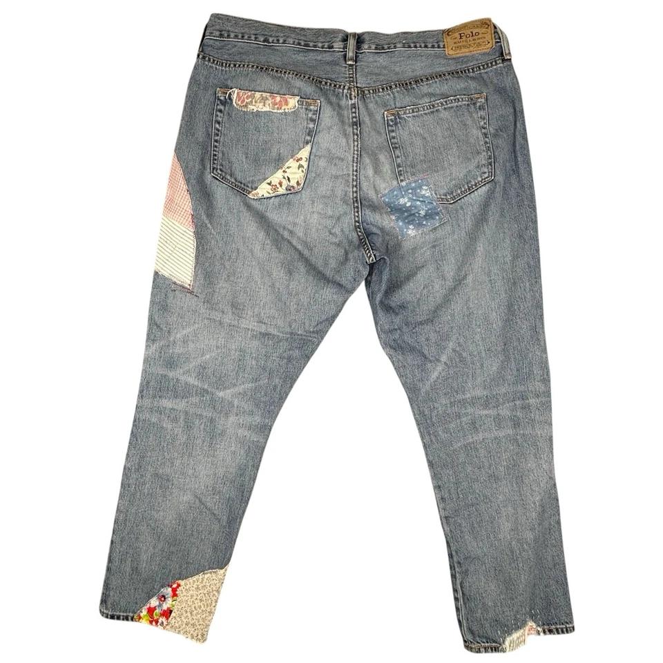 Pantalones de mezclilla Polo Ralph Lauren para mujer 32 Avery Boyfriend retazos desgastados cabaña Foto 2 de 4