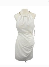 Eliza J Ivory Gold Fukuro Glitter Halter Sheath Party/ Cocktail Dress Sz 8