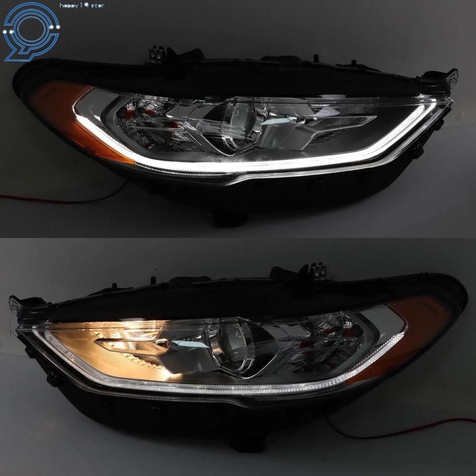 Pair For Ford Fusion 2017-2019 Halogen w/LED DRL Projector Headlight Headlamp - Image 2 of 4