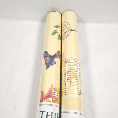 Lot of 2 VTG Thibaut Wallpaper Double Rolls Yellow Prepasted Washable Strippable