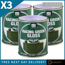 3 x RACING GREEN GLOSS NON-DRIP PAINT 300ML FAST DRYING FOR INDOOR OUTDOOR USE