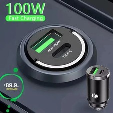 Adaptador Cargador Coche Teléfono Súper Rápido 100W USB Tipo C Para iPhone Samsung Android