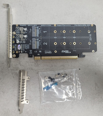 PH44PRO V2.2   PCIe x16 zu 4x M.2 NVMe Adapter / RAID Erweiterungskarte