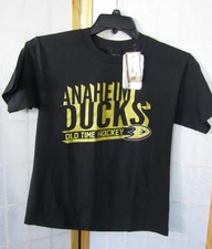 NWT Old Time Sports Hockey BLK NHL Anaheim Ducks Logo Crew Neck T-Shirt Youth M