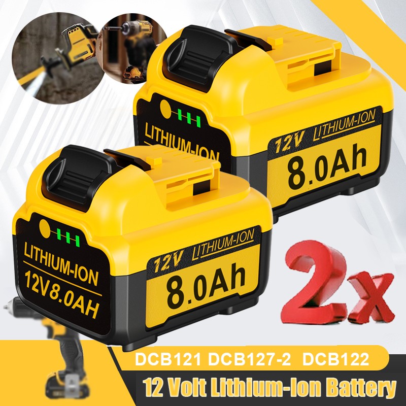 2Pack For DEWALT DCB120 12V 12Volt MAX 8.0Ah Lithium-Ion Battery DCB127-2 DCB126