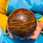Rare 4.66LB Natural Tiger's Eye Sphere Tumbled Tiger's Eye Ball Healing 4174 — photo 6