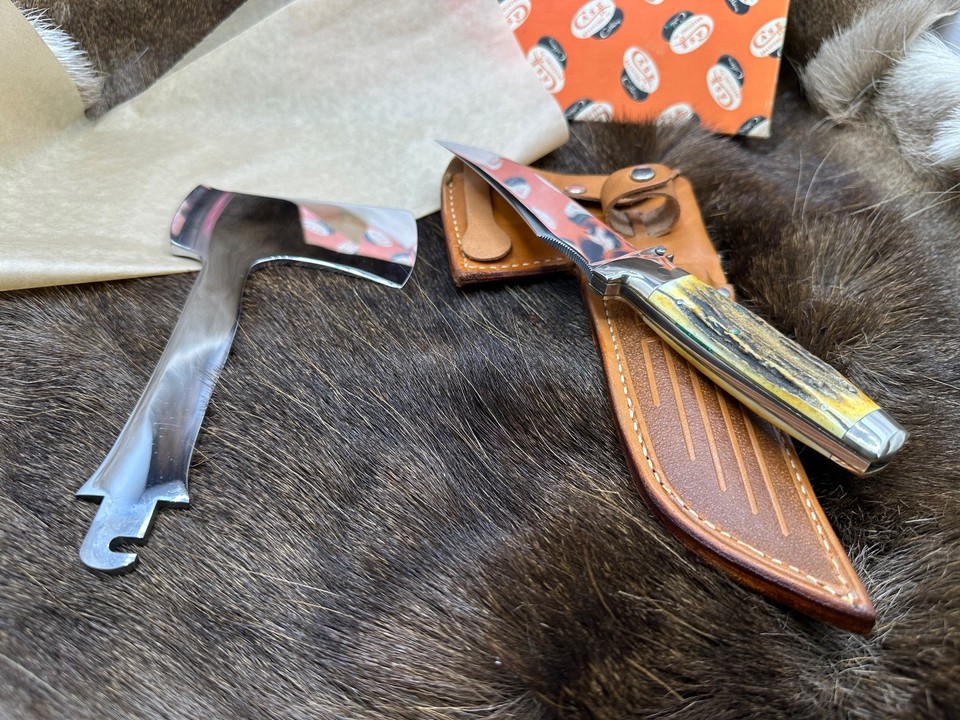 Case Vintage Deluxe Model 561 Set With Stag Handles & Hatchet Mint ...