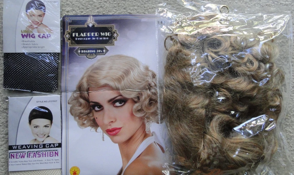 1920s Flapper Wig with 2 wig caps  New - Image 2 of 3