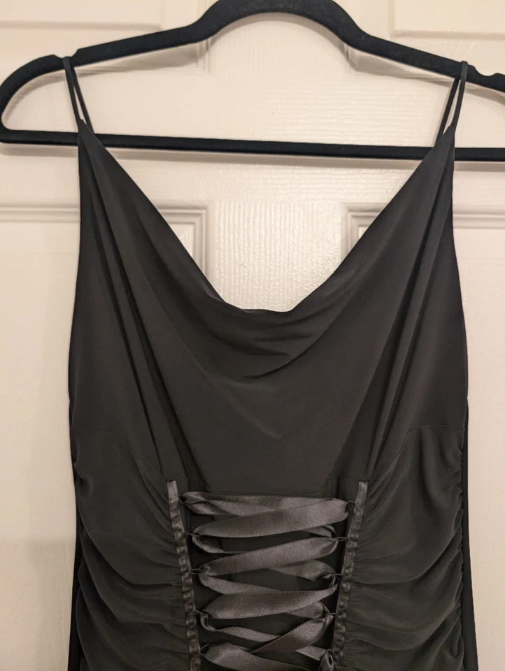 Vestido acanalado de hadas caprichoso vintage años 90 Y2K corsé capucha cuello elástico Foto 4 de 4