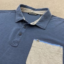 Travis Mathew Polo Shirt Mens 2XL Blue Gray Pocket Performance Golf Casual XXL