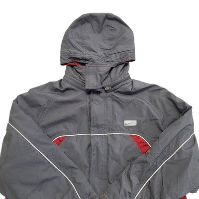 Nike Vintage grau rot Jacke 90er Vintage Reißverschluss Gr. Jungen M 10-12 Jahre