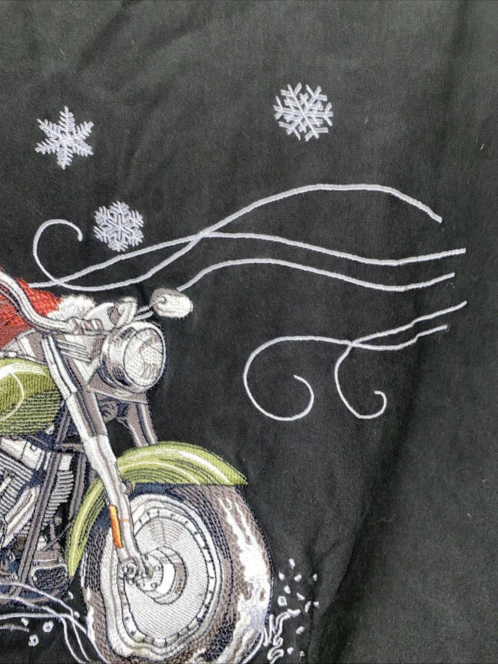 Harley Davidson Para Hombres Santa Navidad En Bicicleta Seda/Algodón Bordado Bicicleta Talla Pequeña Foto 3 de 4