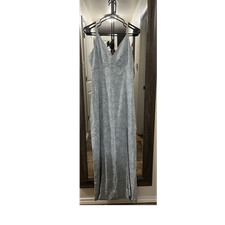 Guess  Light Blue Floral Denim Slip Dress M Long Strappy Sleeveless V-Neck