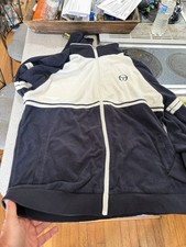 Sergio Tacchini Mens XXL Navy Blue Full Zip Jacket French Terry Sportswear