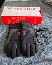 Sealskinz Battery Heated Waterproof Cycling Gloves Leather Black Size L