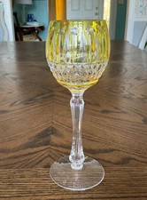 Feberge Xenia Yellow Cut to Clear Hock Wine Glass 8 1/4"