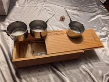 Mauviel M'Minis Saucepan, 3.5 Inch, SET OF 3 w/ Wooden presentation box