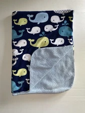 CIRCO BLUE SHERPA WHALE BABY BLANKET D1