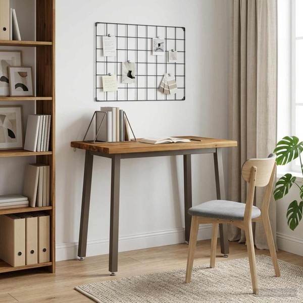 90 X 55 X 75 Cm Massivholz Akazie Natur Und Kaffee Rechtwinklig-image
