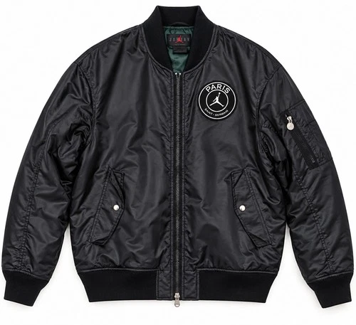 Jordan x PSG Paris Saint-Germain Bomber Jacket Black Embroidered Full Zip XL - product listing photo