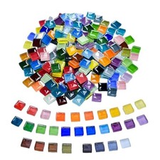 1100pcs Mixed Colors Glass Mosaic Tiles, Square Mosaic Tiles for Crafts