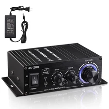 AK280 200W+200W Mini 2.0 CH Audio Power Amplifier, 2.0 CH Receiver Speaker Am...