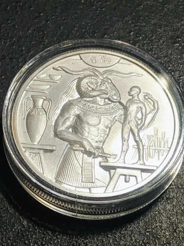RARE 2 oz .999 FINE Silver Egyptian Gods  KHNUM Round Ultra High Relief