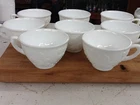 Vintage Indian Glass Colony Harvest Grapes White Mild Glass Set of 8 Tea cups