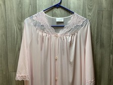 Vintage Shadowline Pink 3 Piece Set Nightgown/Pants/robe House Coat Size 44 Larg