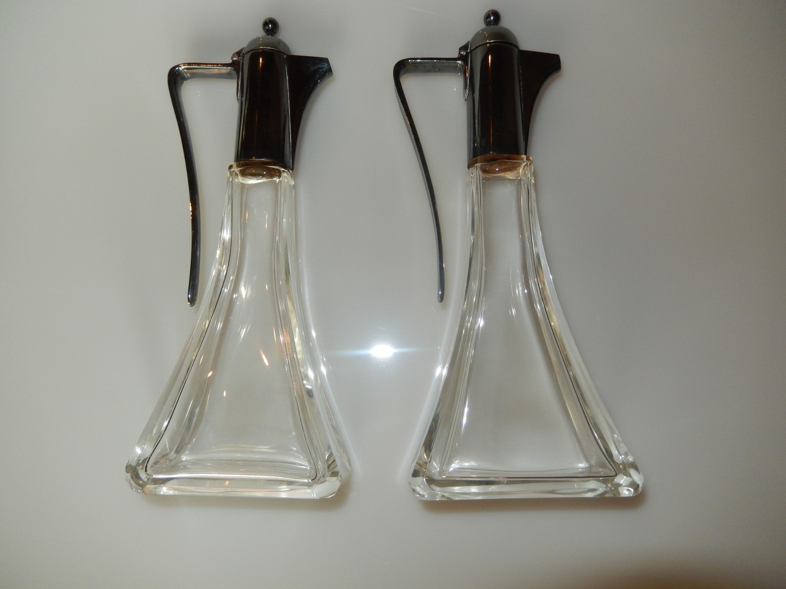 Krupp & Berndorf Metalware Factory BMF Glass Silver Plated Set of 2 Cruets
