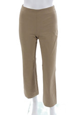 Theory Womens Cropped Dress Pants Beige Cotton Blend Hook  Eye Petite Size 00