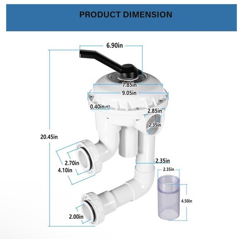 for 261050 2-Inch HiFlow Multiport Valve with Plumbing Suitable for Pool/Spa D.E - Picture 6 of 8