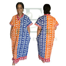 Orange & Blue Heritage African Boubou Dress