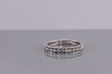 Sterling Silver 3mm Channel Set Stackable Lightweight Band Ring 925 Sz: 8