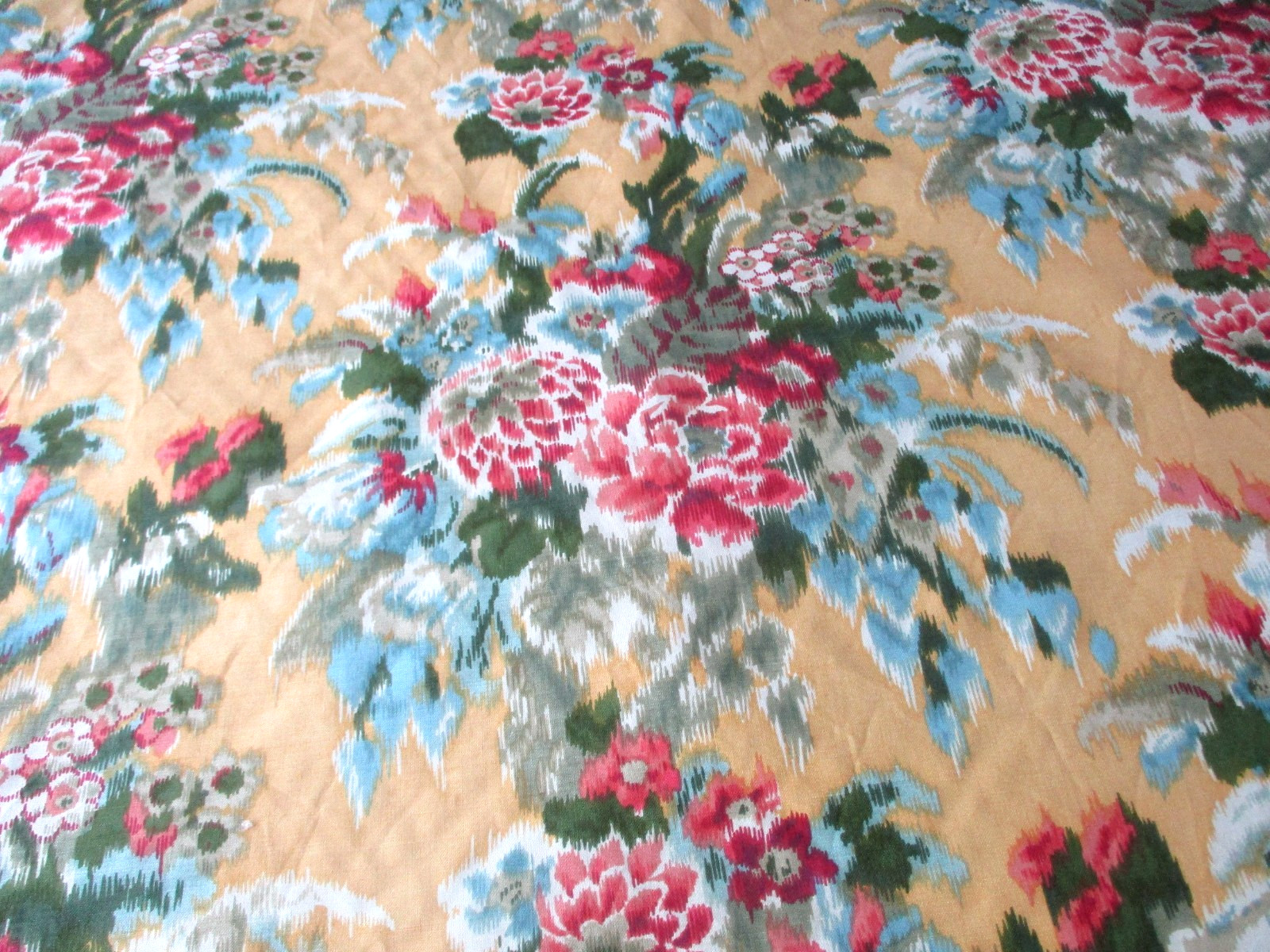 Brunschwig & Fils Screen Print Fabric 3 Yards Solesmes Ikat Style Floral Vintage