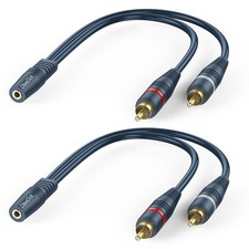 DteeDck RCA to AUX Adapter 2 Pack, Female 3.5 mm 0.66ft, Dark Blue