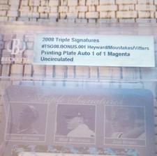2008 Triple Signatures Magenta Printing Plate Auto 1/1 Heyward Moustakas Vitters