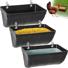 Chicken Goat Hanging Feeder Waterer Trough 4 Quart, Poultry Fence Coop Accessori