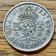 1950 GEORGE VI GREAT BRITAIN TWO SHILLINGS (FLORIN) COIN